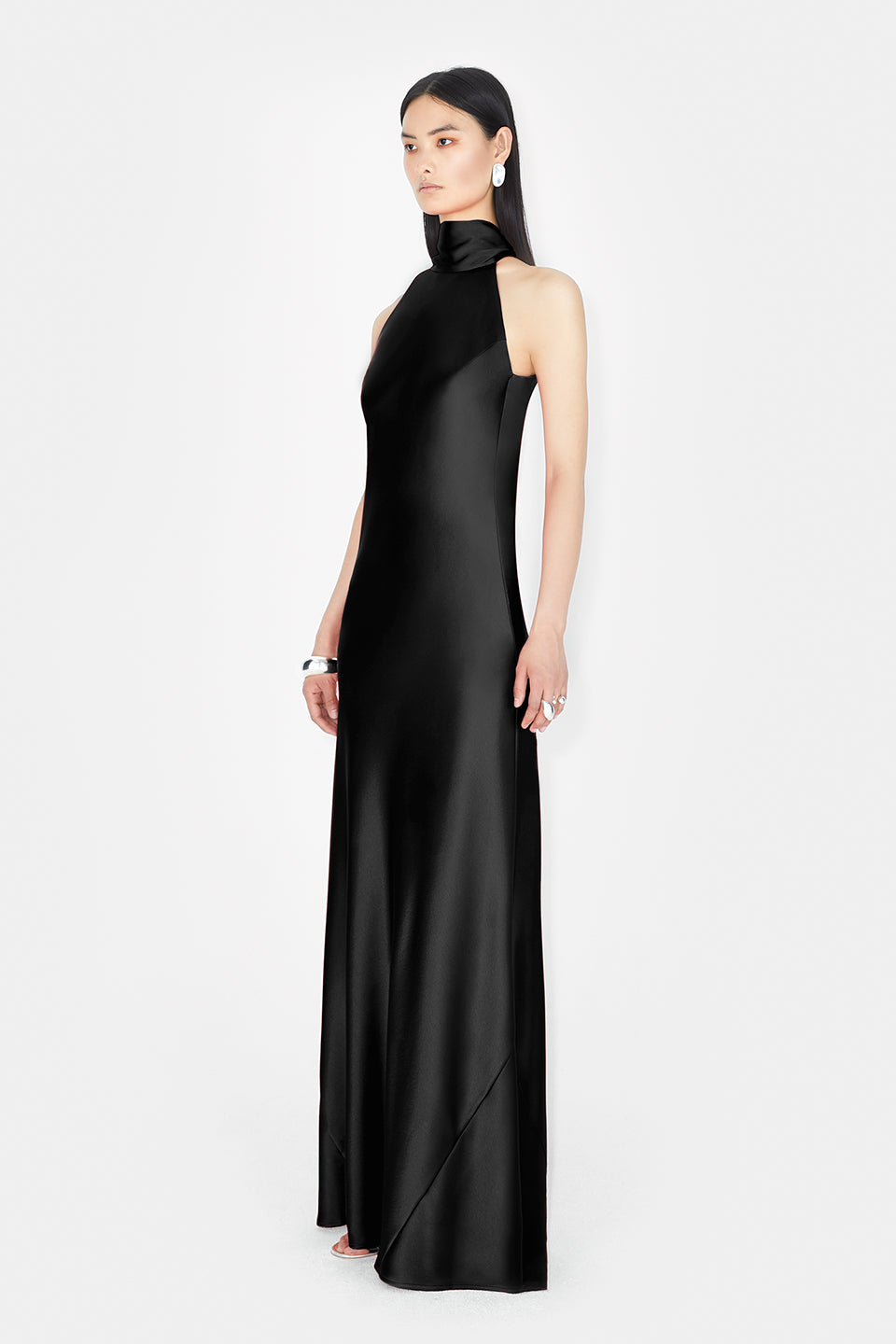 Satin Sienna Dress - Black